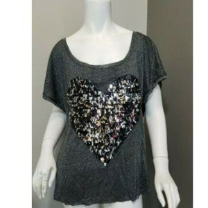 THE CLAS-SIC Heart Sequins Metallic Tee Shirt Top